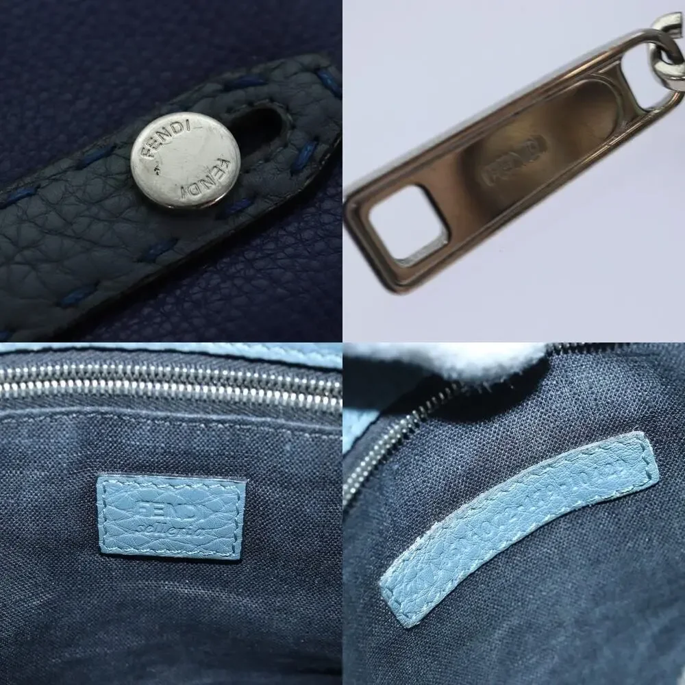 Fendi Leather Clutch Bag Blue